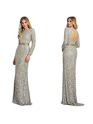Mac Duggal Long Sleeve Sequin Embellished Gown Cocktail Dress (view 1)
