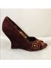 Yellow Box 100% Suede Solid Brown Gold Wedges Size 6 - photo 6