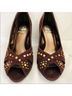 Yellow Box 100% Suede Solid Brown Gold Wedges Size 6 - photo 5
