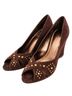 Yellow Box 100% Suede Solid Brown Gold Wedges Size 6 - photo 1