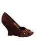 Yellow Box 100% Suede Solid Brown Gold Wedges Size 6 - photo 2