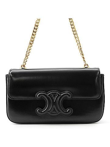 Céline Celine Chain Shoulder Bag Cuir Triomphe Leather CELINE Handbag Black (view 1)