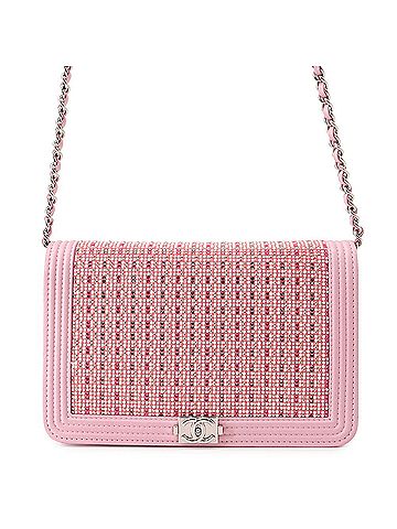 Chanel Chanel Chain Wallet Boy Matelassé Coco Mark Leather Rhinestone A80287 CHANEL Women's WALLET (view 1)