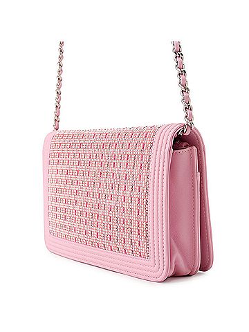 Chanel Chanel Chain Wallet Boy Matelassé Coco Mark Leather Rhinestone A80287 CHANEL Women's WALLET (view 2)