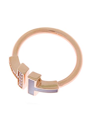 Tiffany & Co. Tiffany &amp; Co. T Wire Diamond Mother-of-Pearl Ring #7 Women's/Men's A4511931 750 Pink Gold (view 2)