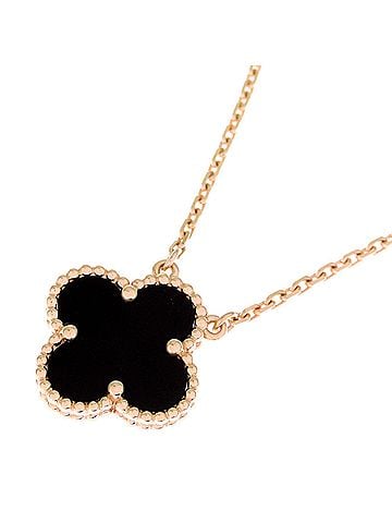 Van Cleef & Arpels Van Cleef &amp; Arpels Vintage Alhambra Onyx Women's Necklace VCARA45800 750 Yellow Gold (view 2)