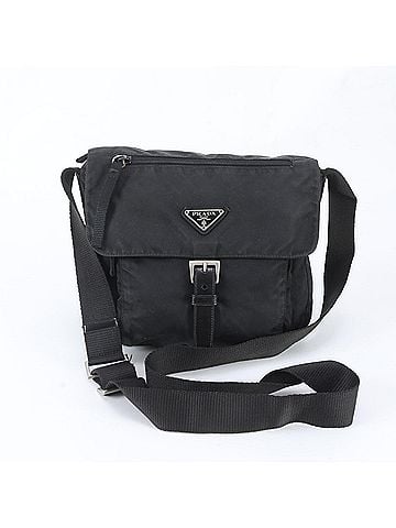 Prada Prada Tessuto Nylon Triangle Logo Leather Shoulder Bag Messenger Black Men's (view 1)