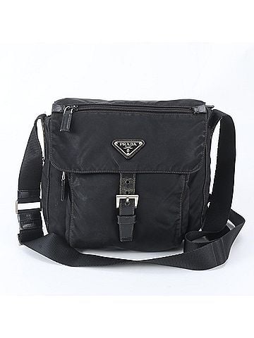 Prada Prada Tessuto Nylon Triangle Logo Leather Shoulder Bag Messenger Black Men's (view 1)