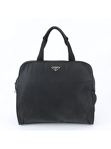 Prada Prada Tessuto Nylon Triangle Logo Leather Handbag Tote Bag Black Men's (view 1)