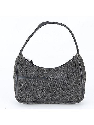 Prada Prada Leather Wool Canvas Handbag, Black, Brand Name, Women's (view 1)