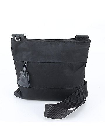 Prada Prada Tessuto Nylon Triangle Logo Leather Shoulder Bag, Black, Women's (view 1)