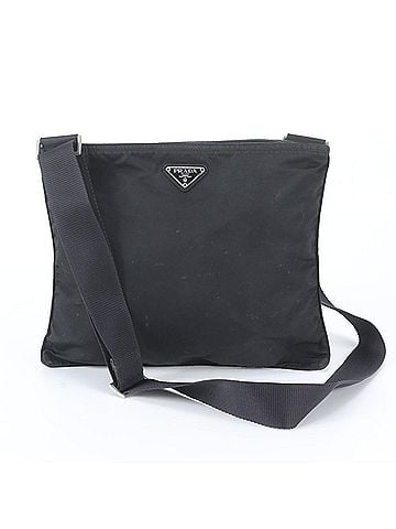 Prada Prada Tessuto Nylon Triangle Logo Leather Shoulder Bag Messenger Black Men's (view 1)