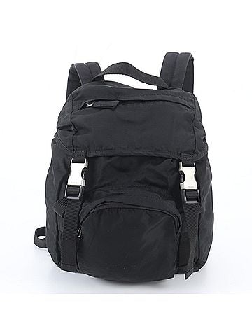 Prada Prada Tessuto Nylon Triangle Logo Leather Backpack Handbag Black Women's (view 1)