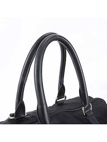 Prada Prada Tessuto Nylon Triangle Logo Leather Boston Handbag Tote Bag Black Men's (view 2)