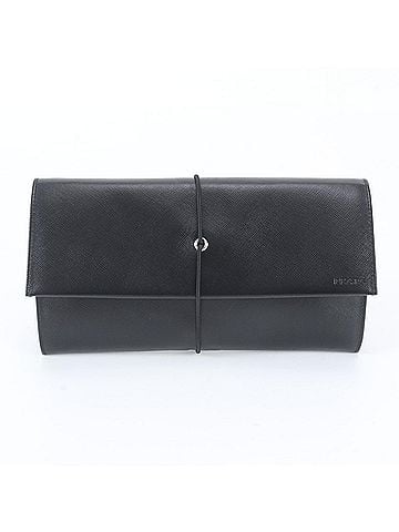 Prada Prada Saffiano Leather Clutch Handbag, Second Pouch, Black, Brand Name, Women's (view 1)