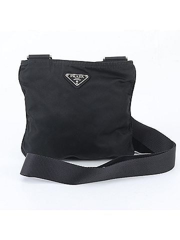 Prada Prada Tessuto Nylon Triangle Logo Leather Shoulder Bag Messenger Black Men's (view 1)