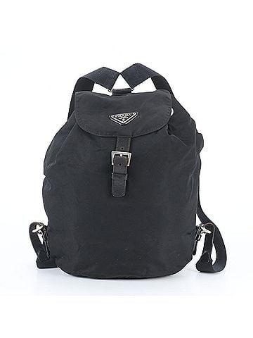 Prada Prada Tessuto Nylon Triangle Logo Leather Backpack Handbag Black Women's (view 1)
