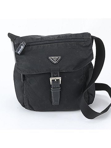 Prada Prada Tessuto Nylon Triangle Logo Leather Shoulder Bag Messenger Black RNM EJ36-8 (view 1)