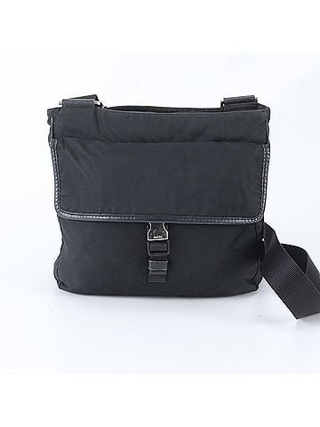Prada Prada Tessuto Nylon Triangle Logo Leather Shoulder Bag Messenger Black Men's (view 1)