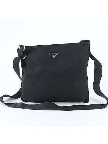 Prada Prada Tessuto Nylon Triangle Logo Leather Shoulder Bag Messenger Black Men's (view 1)