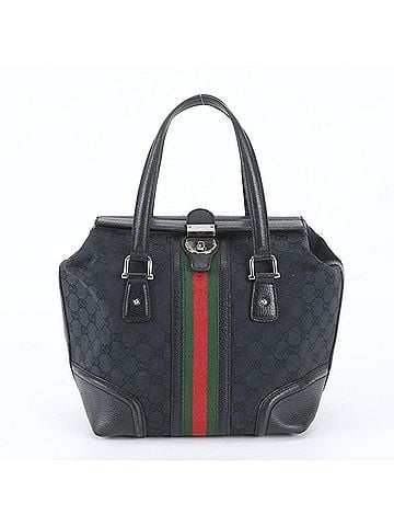 Gucci Gucci GG Canvas Sherry Line 146002 Leather Handbag Tote Bag Black Women's (view 1)