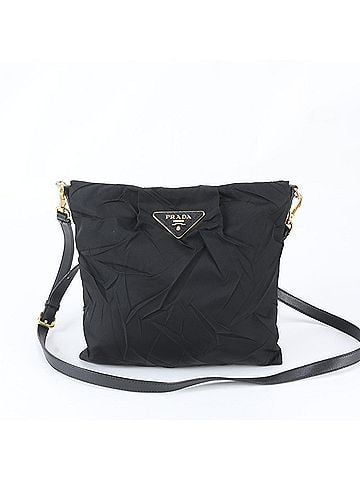 Prada Prada Tessuto Nylon Triangle Logo Leather Shoulder Bag, Black, Women's (view 1)