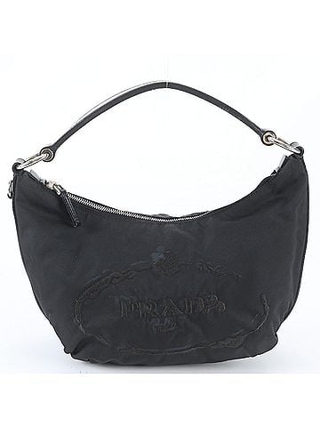 Prada Prada Tessuto Nylon Logo Hobo Leather Shoulder Bag Handbag Black Women's (view 1)