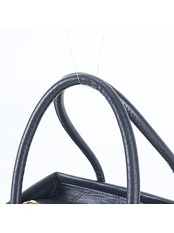 Céline Celine T06 1 Leather Nylon Handbag Tote Bag Navy Blue Brand Women's (view 2)