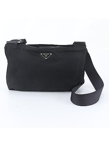 Prada Prada Tessuto Nylon Triangle Logo Leather Shoulder Bag Messenger Black Men's (view 1)