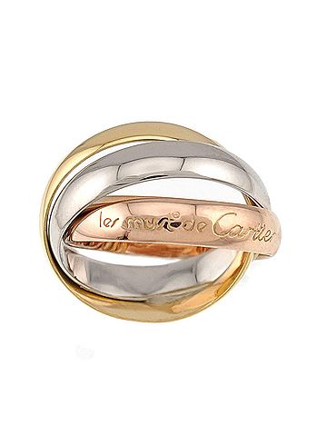 Cartier Cartier Trinity Medium MM #47 Ring, 18K Yellow Gold, White Pink Triple Band, Three Colors, 750 Gold. (view 2)