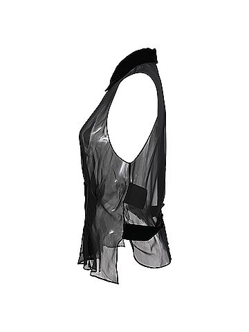 Alexander Wang Alexander Wang Sheered Sleeveless Blouse in Black Silk (view 2)