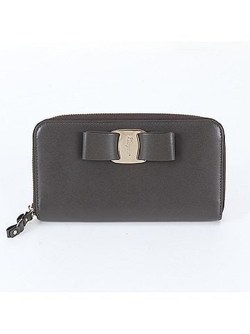 Salvatore Ferragamo Salvatore Ferragamo Vara Ribbon Leather Long Wallet, Round Zipper, Women's (view 1)