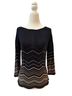 Marks & Spencer Stripes Black Brown White Long Sleeve Top Size 6 - photo 1