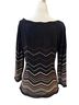 Marks & Spencer Stripes Black Brown White Long Sleeve Top Size 6 - photo 2