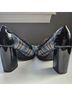 Betsey Johnson 100% Polyurethane Plaid Black Blue Silver Heels Size 6 1/2 - photo 6