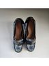 Betsey Johnson 100% Polyurethane Plaid Black Blue Silver Heels Size 6 1/2 - photo 7