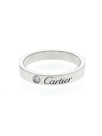 Cartier Cartier C De Cartier Ring With 1 Diamond Platinum Fashion Diamond Band Ring Silver (view 1)