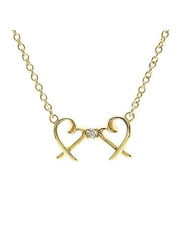 Tiffany & Co. Tiffany Double Loving Heart Necklace With 1 Diamond Yellow Gold (18K) Diamond Men,Women Fashion Necklace (Gold) (view 1)