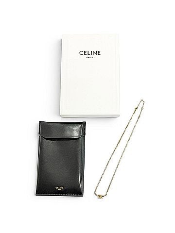 Céline CELINE Triomphe Sparkle Rhinestone Necklace, Gold, Made in Italy, Women's, Comes with Box and Dust Bag. (view 2)