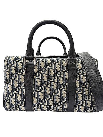 Dior Homme DIOR Homme 1ADDU114 Lango 26 Leather Oblique Jacquard Saddle 2-Way Shoulder Bag, Beige/Navy, Made in Italy, Men's, with Dust Bag (view 1)