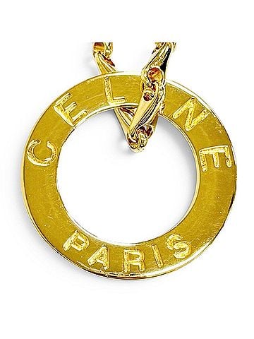 Céline CELINE Vintage Circle Logo Design Chain Necklace Pendant Accessory Gold Made in Italy Women's (view 1)