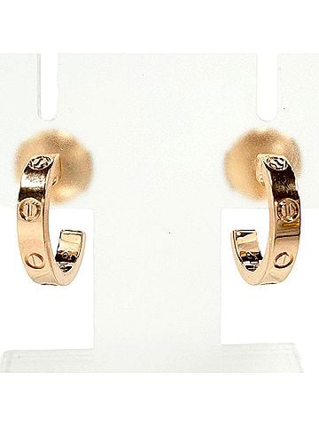 Cartier Cartier KXO801 LOVE Mini Love Hoop Earrings, Small Model, AU750 (PG), Pink Gold, Weight 3.44g, Women's Earrings (view 1)