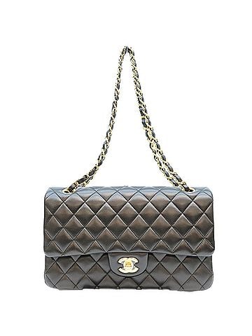 Chanel CHANEL A01112 Lambskin Matelassé 25 Shoulder Bag, Black with Gold Hardware, Women's (view 1)