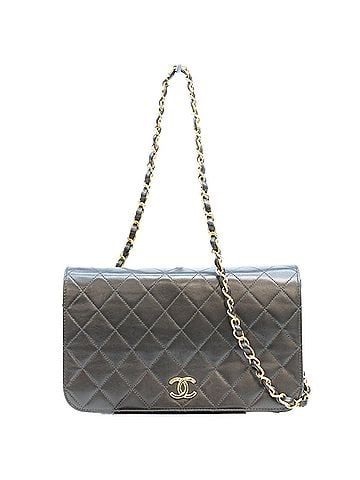 Chanel CHANEL A03568 Lambskin Full Flap Push-Lock Matelassé 23 Shoulder Bag, Black with Gold Hardware, Women's (view 1)