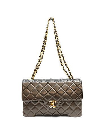 Chanel CHANEL Black Lambskin Double Flap Matelassé 23 Chain Shoulder Bag, Paris Limited Edition, with Gold &amp; Silver Hardware, Women's (view 1)