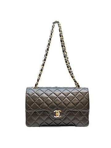 Chanel CHANEL Black Lambskin Double Flap Matelassé 23 Chain Shoulder Bag, Paris Limited Edition, with Gold and Silver Hardware, Women's (view 1)