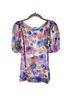 Ganni 94% Polyamide 6% Elastane 100% Polyamide Floral Pink Blue Blouse Size 6 - photo 1