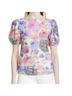 Ganni 94% Polyamide 6% Elastane 100% Polyamide Floral Pink Blue Blouse Size 6 - photo 4
