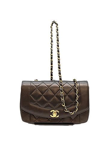 Chanel CHANEL Diana 22 Shoulder Bag, Black Matelassé Lambskin, Gold Hardware, Series 2, A01164, Women's. (view 1)