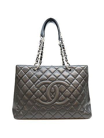 Chanel CHANEL A50995 Caviar GST Tote Bag, Black with Silver Hardware, Women's (view 1)